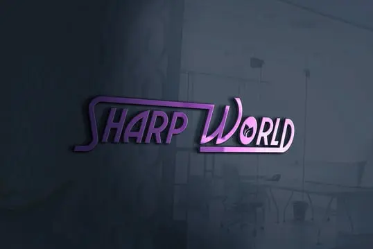 3D Glass Window Sharp World Logo